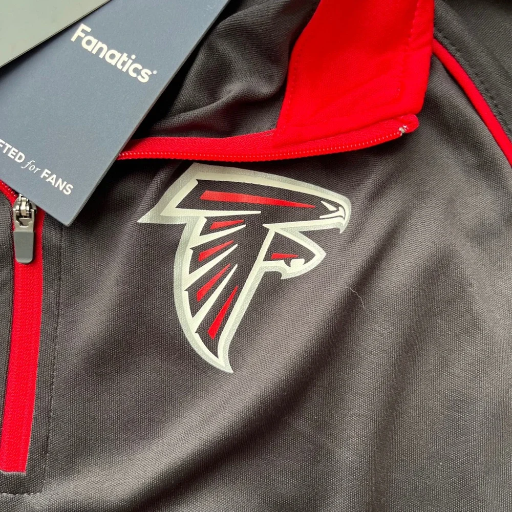NFL Atlanta Falcons Fanatics Pro Line Quarter Zip Pullover Black Red Mens Large